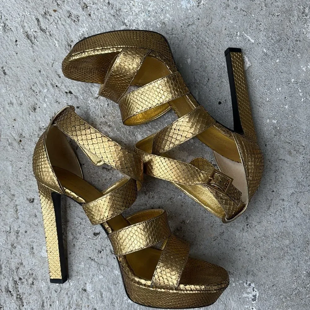 Saint Laurent python cosmo lame sandals